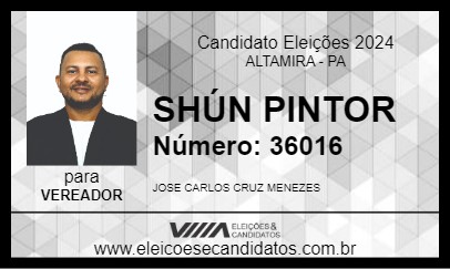 Candidato SHÚN  PINTOR 2024 - ALTAMIRA - Eleições