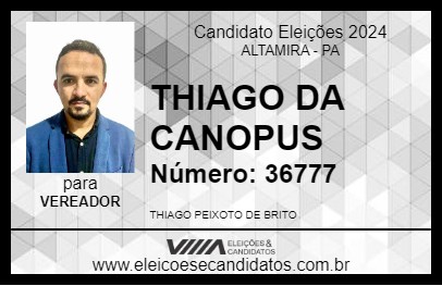 Candidato THIAGO DA CANOPUS 2024 - ALTAMIRA - Eleições