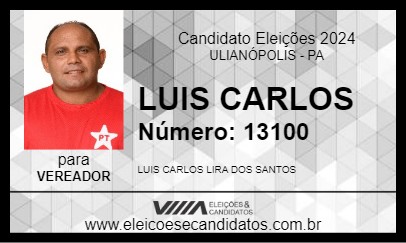 Candidato LUIS CARLOS 2024 - ULIANÓPOLIS - Eleições