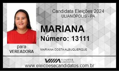 Candidato MARIANA 2024 - ULIANÓPOLIS - Eleições