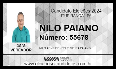 Candidato NILO PAIANO 2024 - ITUPIRANGA - Eleições