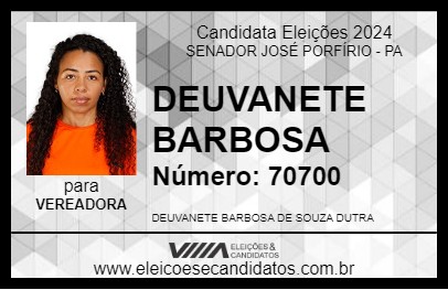 Candidato DEUVANETE BARBOSA 2024 - SENADOR JOSÉ PORFÍRIO - Eleições