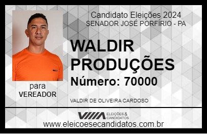 Candidato WALDIR PRODUÇÕES 2024 - SENADOR JOSÉ PORFÍRIO - Eleições