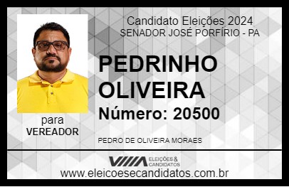 Candidato PEDRINHO OLIVEIRA 2024 - SENADOR JOSÉ PORFÍRIO - Eleições