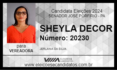 Candidato SHEYLA DECOR 2024 - SENADOR JOSÉ PORFÍRIO - Eleições