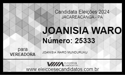 Candidato JOANISIA WARO 2024 - JACAREACANGA - Eleições