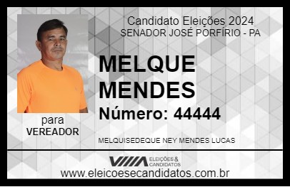 Candidato MELQUE MENDES 2024 - SENADOR JOSÉ PORFÍRIO - Eleições