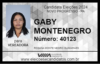 Candidato GABY MONTENEGRO 2024 - NOVO PROGRESSO - Eleições