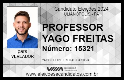 Candidato PROFESSOR YAGO FREITAS 2024 - ULIANÓPOLIS - Eleições