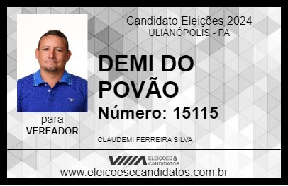 Candidato DEMI DO POVÃO 2024 - ULIANÓPOLIS - Eleições