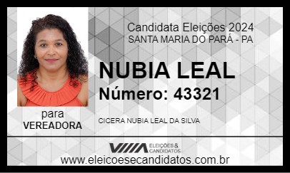 Candidato NUBIA LEAL 2024 - SANTA MARIA DO PARÁ - Eleições