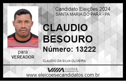 Candidato CLAUDIO  BESOURO 2024 - SANTA MARIA DO PARÁ - Eleições