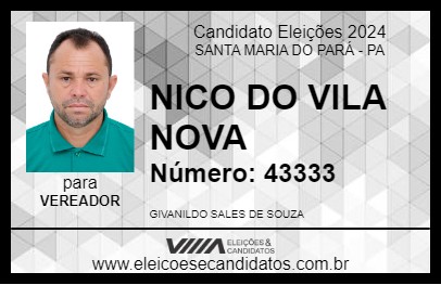 Candidato NICO DO VILA NOVA 2024 - SANTA MARIA DO PARÁ - Eleições