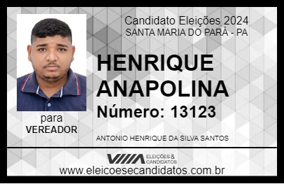 Candidato HENRIQUE ANAPOLINA 2024 - SANTA MARIA DO PARÁ - Eleições