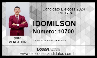 Candidato IDOMILSON 2024 - JURUTI - Eleições