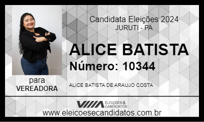 Candidato ALICE BATISTA 2024 - JURUTI - Eleições