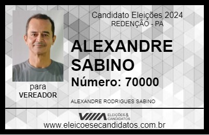 Candidato ALEXANDRE SABINO 2024 - REDENÇÃO - Eleições