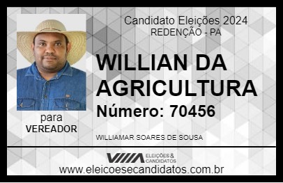 Candidato WILLIAN DA AGRICULTURA 2024 - REDENÇÃO - Eleições