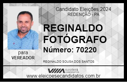 Candidato REGINALDO FOTÓGRAFO 2024 - REDENÇÃO - Eleições