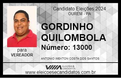 Candidato GORDINHO QUILOMBOLA 2024 - OURÉM - Eleições