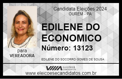 Candidato EDILENE DO ECONOMICO 2024 - OURÉM - Eleições