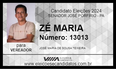 Candidato ZÉ MARIA 2024 - SENADOR JOSÉ PORFÍRIO - Eleições