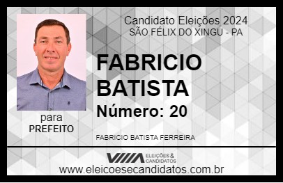 Candidato FABRICIO BATISTA 2024 - SÃO FÉLIX DO XINGU - Eleições