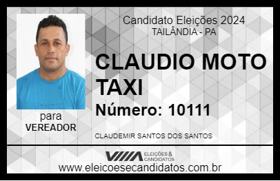 Candidato CLAUDIO MOTO TAXI 2024 - TAILÂNDIA - Eleições