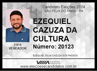 Candidato EZEQUIEL CAZUZA DA CULTURA 2024 - SÃO FÉLIX DO XINGU - Eleições