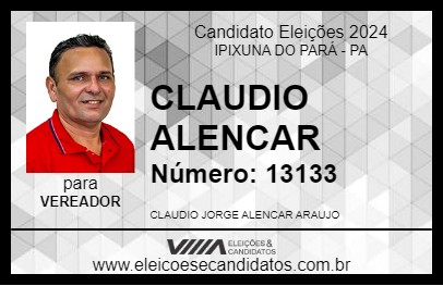 Candidato CLAUDIO ALENCAR 2024 - IPIXUNA DO PARÁ - Eleições