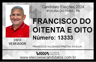 Candidato FRANCISCO DO OITENTA E OITO 2024 - IPIXUNA DO PARÁ - Eleições