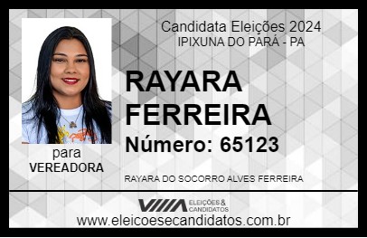 Candidato RAYARA FERREIRA 2024 - IPIXUNA DO PARÁ - Eleições