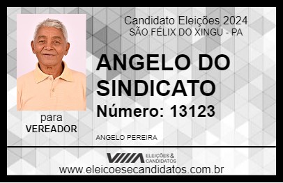 Candidato ANGELO DO SINDICATO 2024 - SÃO FÉLIX DO XINGU - Eleições