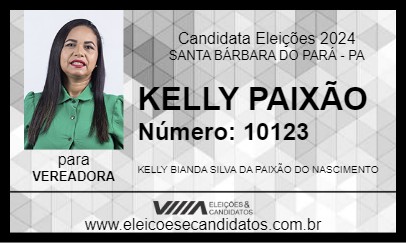 Candidato KELLY PAIXÃO 2024 - SANTA BÁRBARA DO PARÁ - Eleições