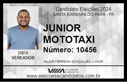 Candidato JUNIOR MOTOTAXI 2024 - SANTA BÁRBARA DO PARÁ - Eleições