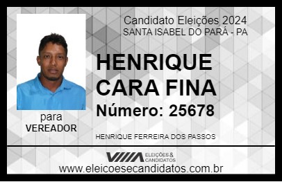 Candidato HENRIQUE CARA FINA 2024 - SANTA ISABEL DO PARÁ - Eleições