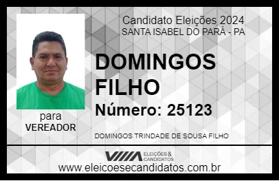 Candidato DOMINGOS FILHO 2024 - SANTA ISABEL DO PARÁ - Eleições