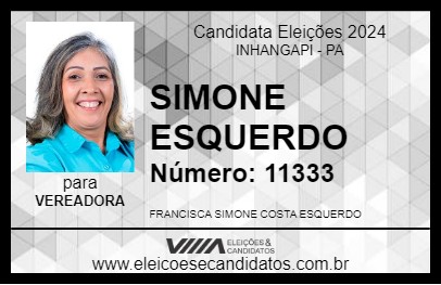 Candidato SIMONE ESQUERDO 2024 - INHANGAPI - Eleições