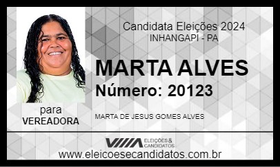 Candidato MARTA ALVES 2024 - INHANGAPI - Eleições