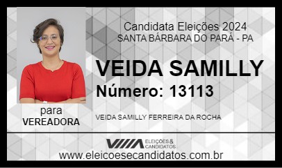 Candidato VEIDA SAMILLY 2024 - SANTA BÁRBARA DO PARÁ - Eleições