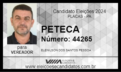 Candidato PETECA 2024 - PLACAS - Eleições