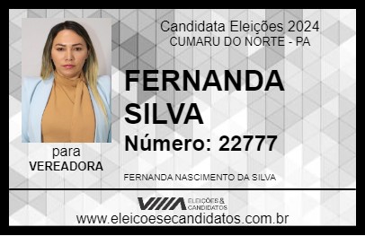 Candidato FERNANDA SILVA 2024 - CUMARU DO NORTE - Eleições