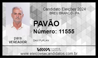 Candidato PAVÃO 2024 - BREU BRANCO - Eleições