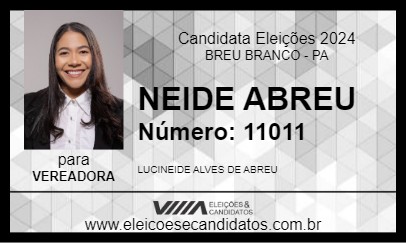 Candidato NEIDE ABREU 2024 - BREU BRANCO - Eleições