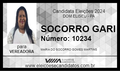 Candidato SOCORRO GARI 2024 - DOM ELISEU - Eleições