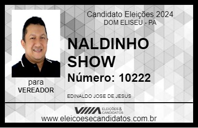 Candidato NALDINHO SHOW 2024 - DOM ELISEU - Eleições