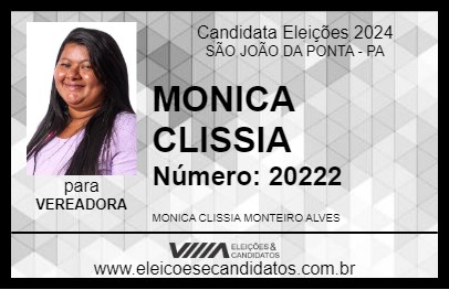 Candidato MONICA CLISSIA 2024 - SÃO JOÃO DA PONTA - Eleições