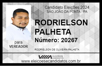 Candidato RODRIELSON PALHETA 2024 - SÃO JOÃO DA PONTA - Eleições