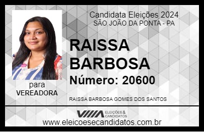 Candidato RAISSA BARBOSA 2024 - SÃO JOÃO DA PONTA - Eleições