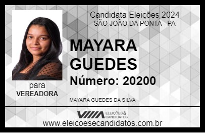 Candidato MAYARA GUEDES 2024 - SÃO JOÃO DA PONTA - Eleições